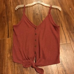 NWOT Waffle Knit Tie-Front Tank Top
